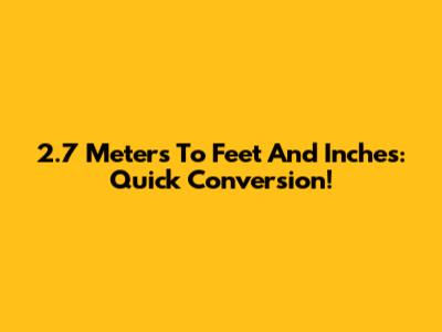 2.7 Meters To Feet And Inches: Quick Conversion!