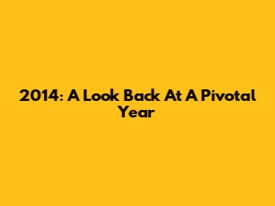 2014: A Look Back At A Pivotal Year
