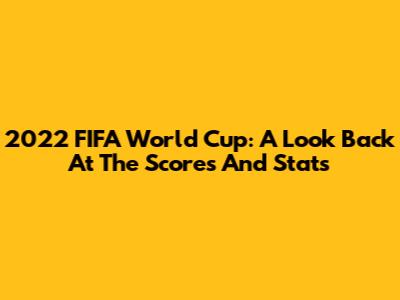 2022 FIFA World Cup: A Look Back At The Scores And Stats