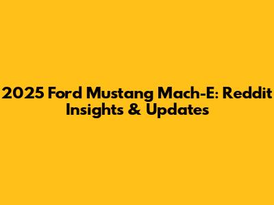 2025 Ford Mustang Mach-E: Reddit Insights & Updates