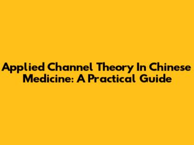 Applied Channel Theory In Chinese Medicine: A Practical Guide