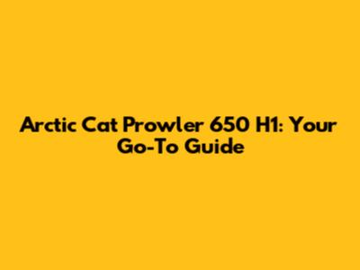 Arctic Cat Prowler 650 H1: Your Go-To Guide
