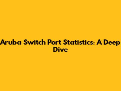 Aruba Switch Port Statistics: A Deep Dive