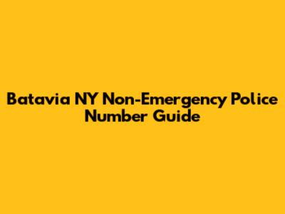 Batavia NY Non-Emergency Police Number Guide