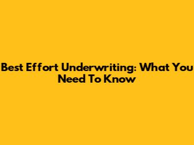 Best Effort Underwriting: What You Need To Know