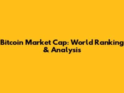 Bitcoin Market Cap: World Ranking & Analysis