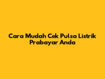 Cara Mudah Cek Pulsa Listrik Prabayar Anda