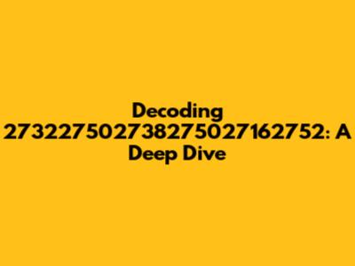 Decoding 273227502738275027162752: A Deep Dive