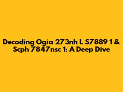 Decoding Ogia 273nh L S7889 1 & Scph 7847nsc 1: A Deep Dive
