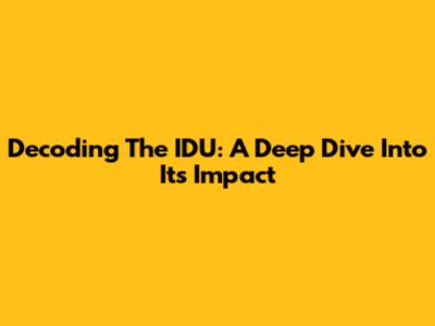 Decoding The IDU: A Deep Dive Into Its Impact
