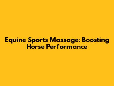 Equine Sports Massage: Boosting Horse Performance