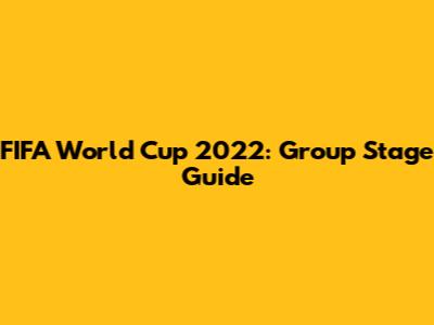 FIFA World Cup 2022: Group Stage Guide