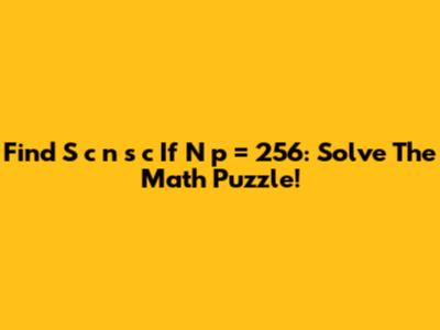 Find S*c*n*s*c If N*p = 256: Solve The Math Puzzle!