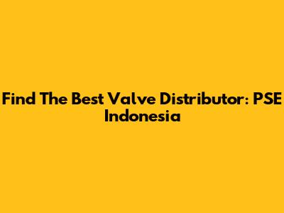 Find The Best Valve Distributor: PSE Indonesia