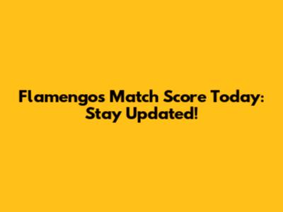 Flamengo's Match Score Today: Stay Updated!