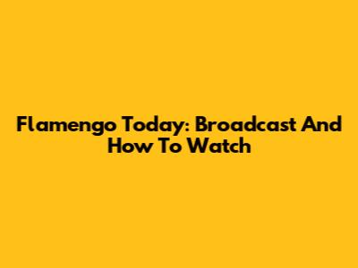 Flamengo Today: Broadcast And How To Watch
