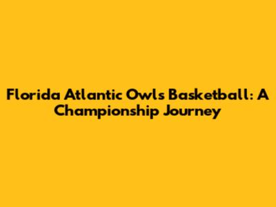 Florida Atlantic Owls Basketball: A Championship Journey
