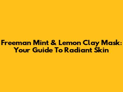 Freeman Mint & Lemon Clay Mask: Your Guide To Radiant Skin