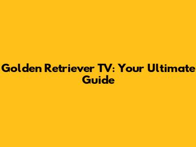 Golden Retriever TV: Your Ultimate Guide