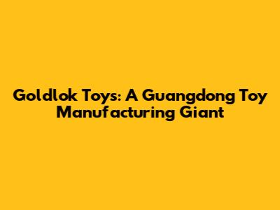 Goldlok Toys: A Guangdong Toy Manufacturing Giant