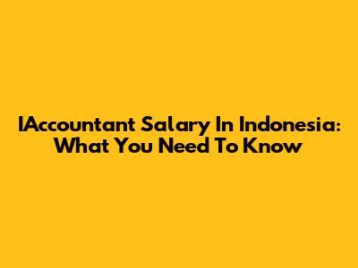 IAccountant Salary In Indonesia: What You Need To Know