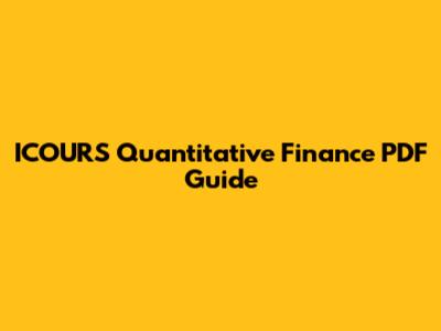 ICOURS Quantitative Finance PDF Guide