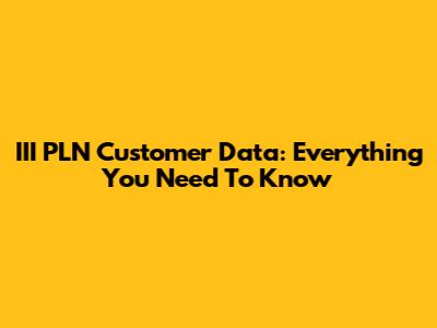 III PLN Customer Data: Everything You Need To Know