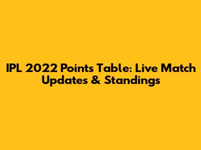 IPL 2022 Points Table: Live Match Updates & Standings