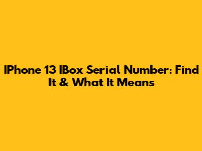 IPhone 13 IBox Serial Number: Find It & What It Means