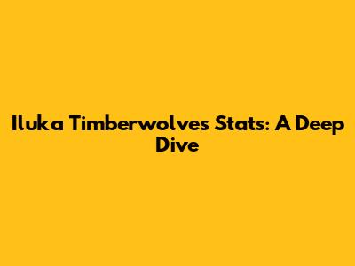 Iluka Timberwolves Stats: A Deep Dive