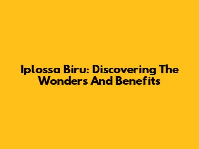 Iplossa Biru: Discovering The Wonders And Benefits