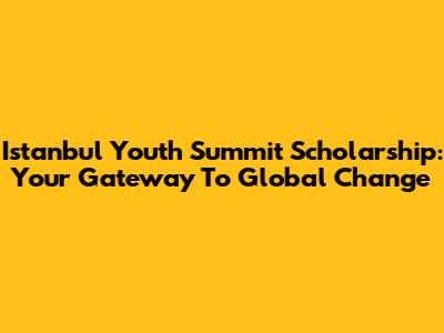 Istanbul Youth Summit Scholarship: Your Gateway To Global Change
