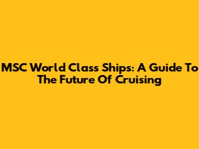 MSC World Class Ships: A Guide To The Future Of Cruising