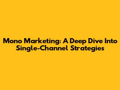 Mono Marketing: A Deep Dive Into Single-Channel Strategies