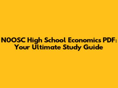 N0OSC High School Economics PDF: Your Ultimate Study Guide