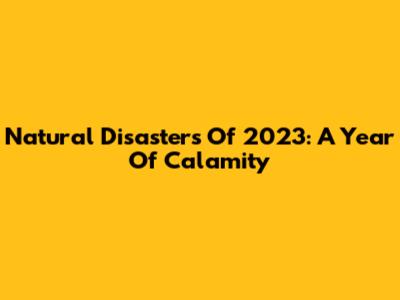 Natural Disasters Of 2023: A Year Of Calamity