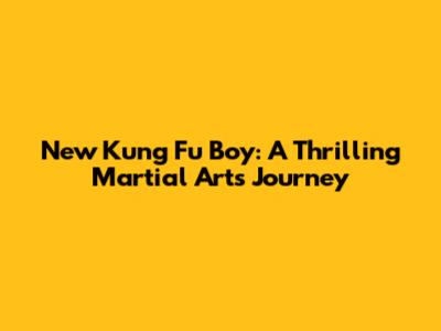 New Kung Fu Boy: A Thrilling Martial Arts Journey