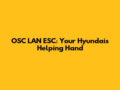 OSC LAN ESC: Your Hyundai's Helping Hand