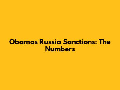 Obama's Russia Sanctions: The Numbers