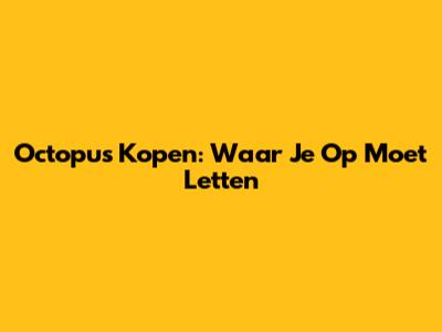 Octopus Kopen: Waar Je Op Moet Letten