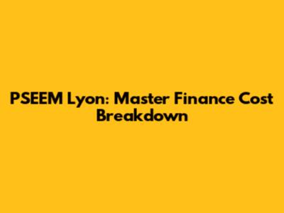 PSEEM Lyon: Master Finance Cost Breakdown