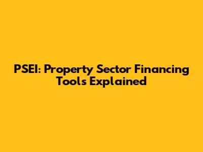 PSEI: Property Sector Financing Tools Explained