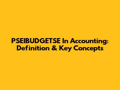 PSEIBUDGETSE In Accounting: Definition & Key Concepts