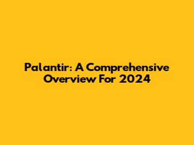 Palantir: A Comprehensive Overview For 2024