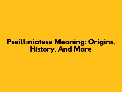 Pseilliniatese Meaning: Origins, History, And More
