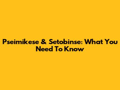 Pseimikese & Setobinse: What You Need To Know