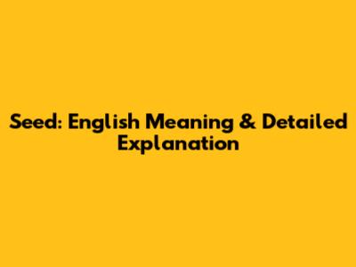 Seed: English Meaning & Detailed Explanation