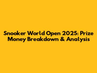 Snooker World Open 2025: Prize Money Breakdown & Analysis