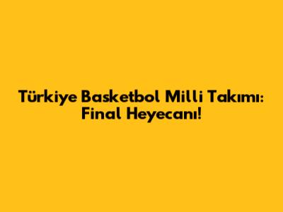 Türkiye Basketbol Milli Takımı: Final Heyecanı!