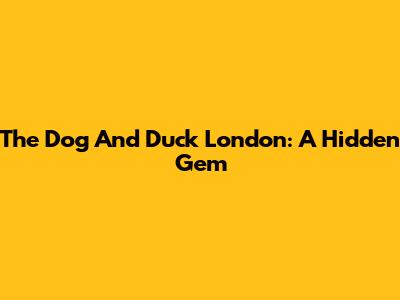 The Dog And Duck London: A Hidden Gem